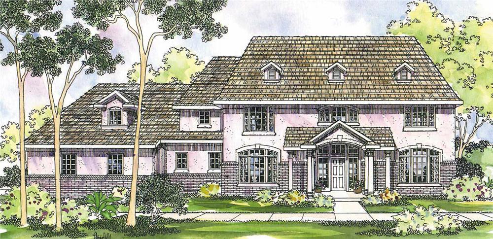 This image shows the Colonial Style of this set of house plans.