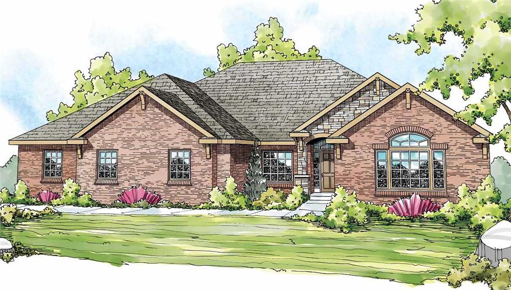 This is an artist's rendering of these Traditional House Plans.