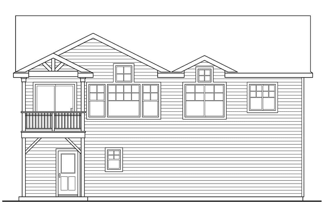 Home Plan Rear Elevation of this 2-Bedroom,1820 Sq Ft Plan -108-1531
