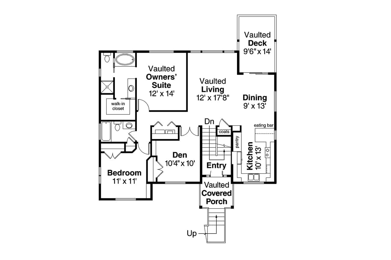Main Level of Craftsman Plan #108-1531