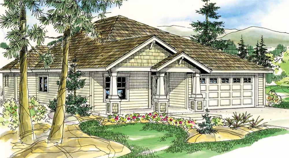 This is a colored rendering of these Craftsman Homeplans.