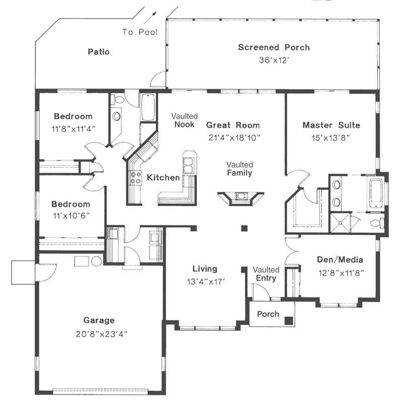 Floor Plan First Story of Mediterranean Plan #108-1537