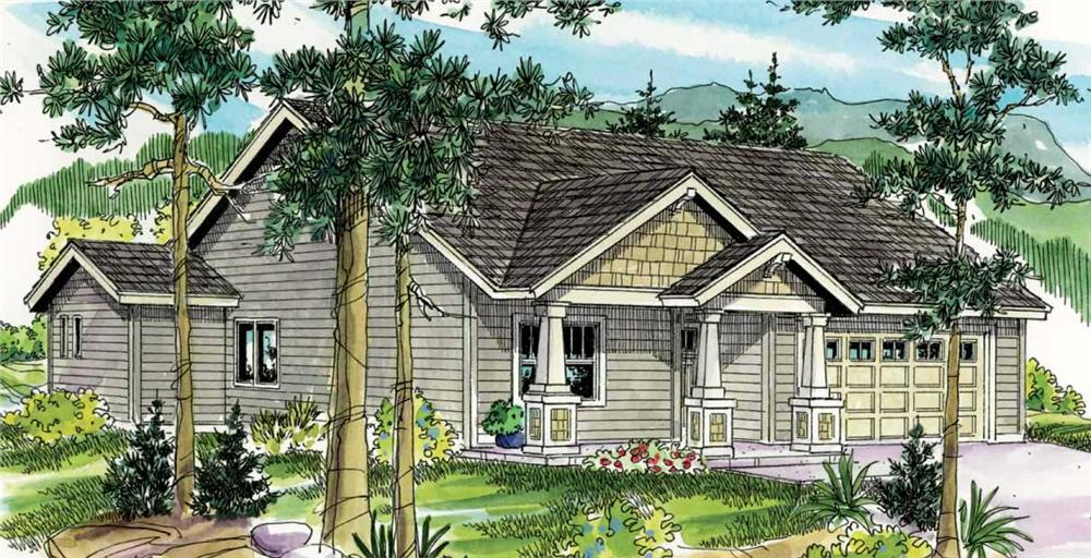 This is a colored elevation of these Craftsman House Plans.