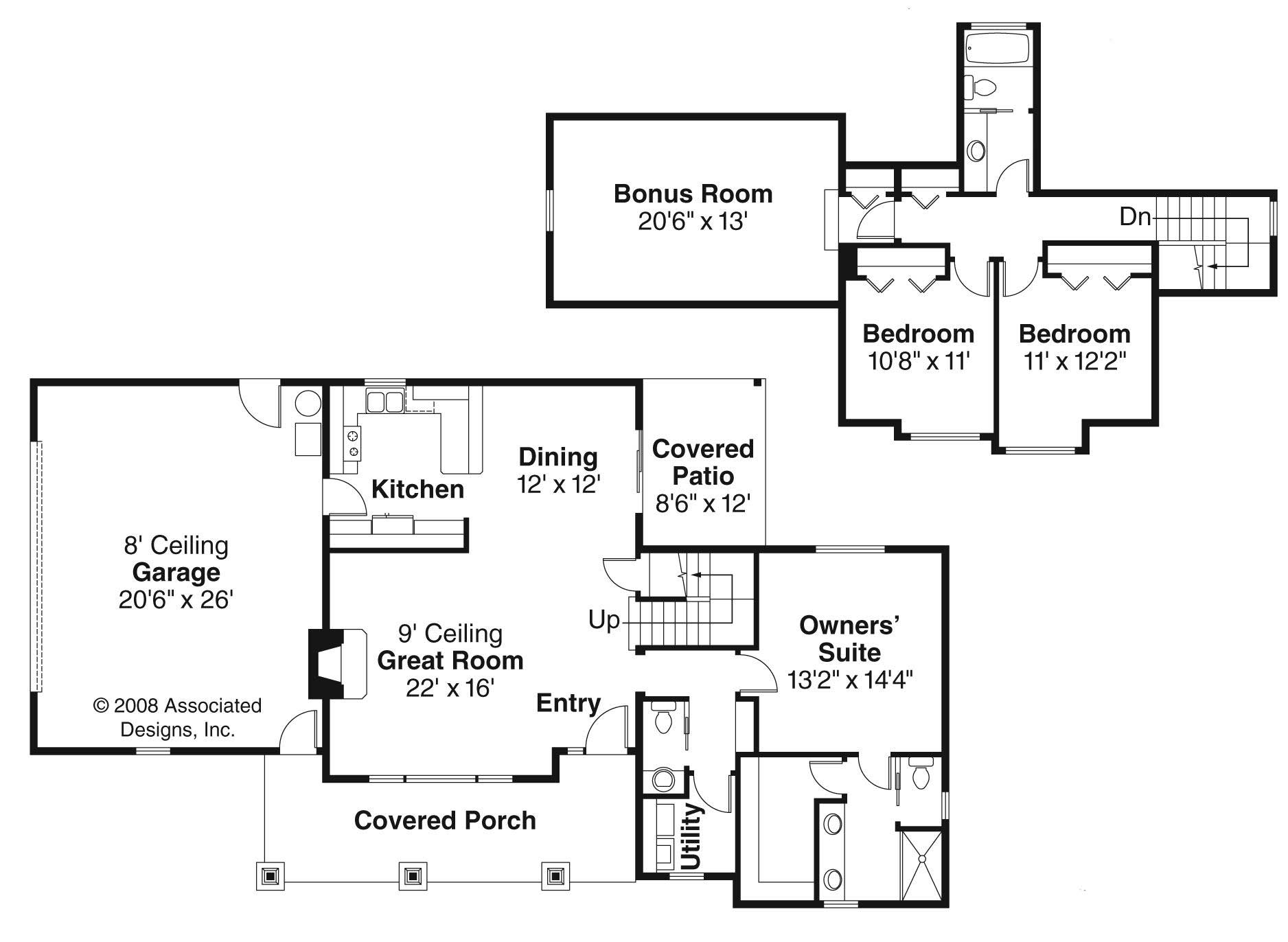 Floor Plan First Story of Country Plan #108-1547