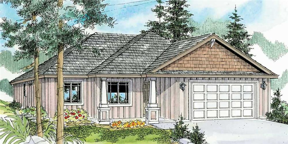 This image shows the front elevation of these Craftsman Homeplans.