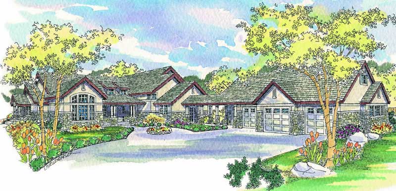 Craftsman home plans color rendering.