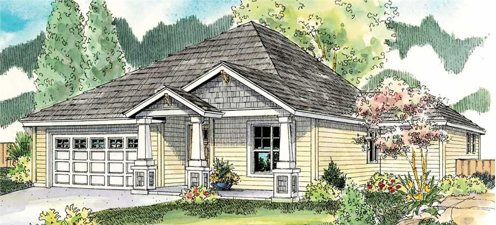 This is a color rendering of these Craftsman House Plans.