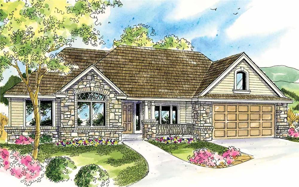 This is the front elevation of these Traditional House Plans.