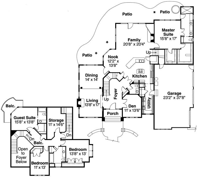 Floor Plan First Story of European Plan #108-1569