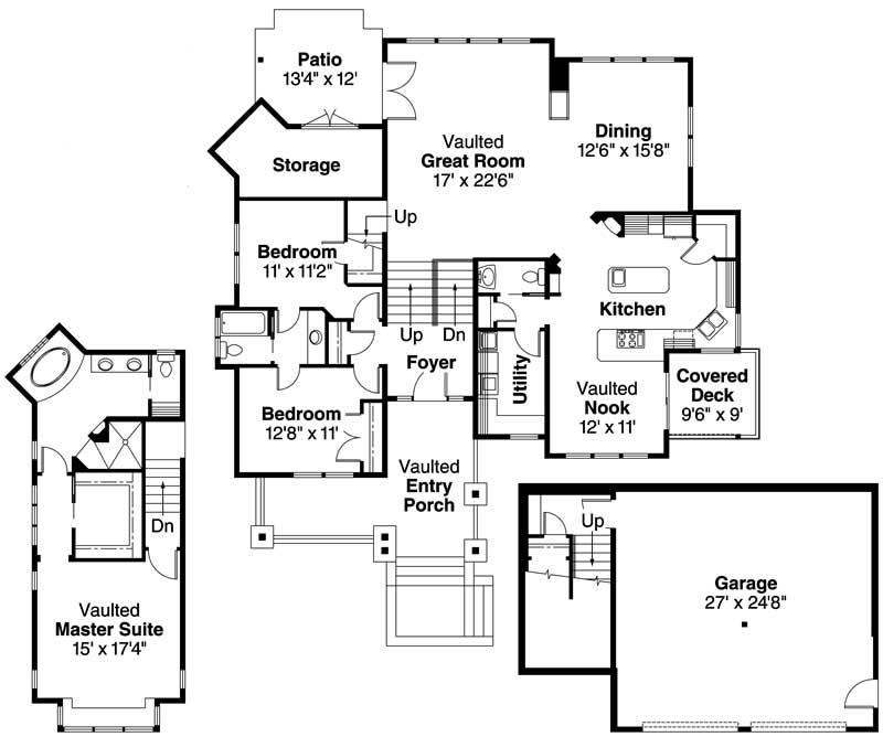 Floor Plan First Story of Ranch Plan #108-1580