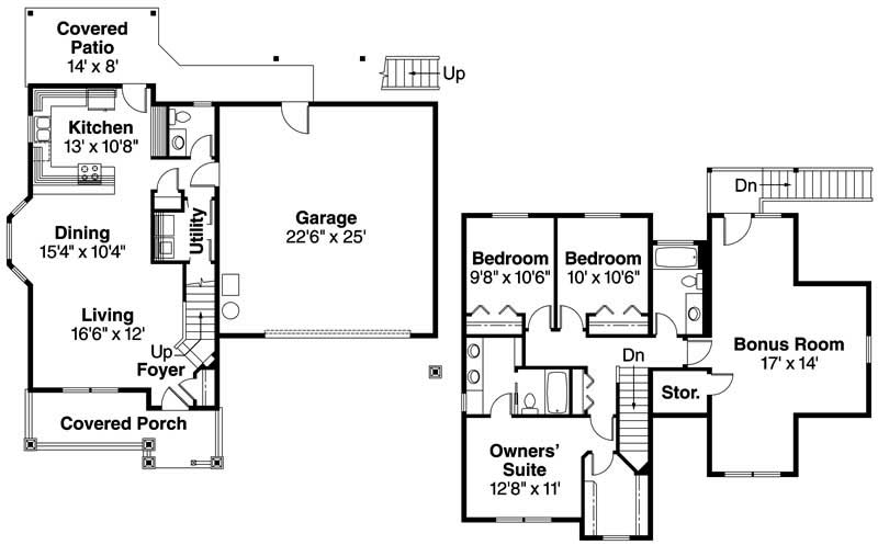 Floor Plan First Story of Country Plan #108-1585
