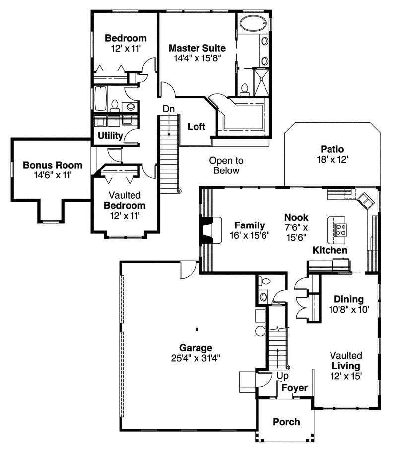 Floor Plan First Story of Contemporary Plan #108-1603