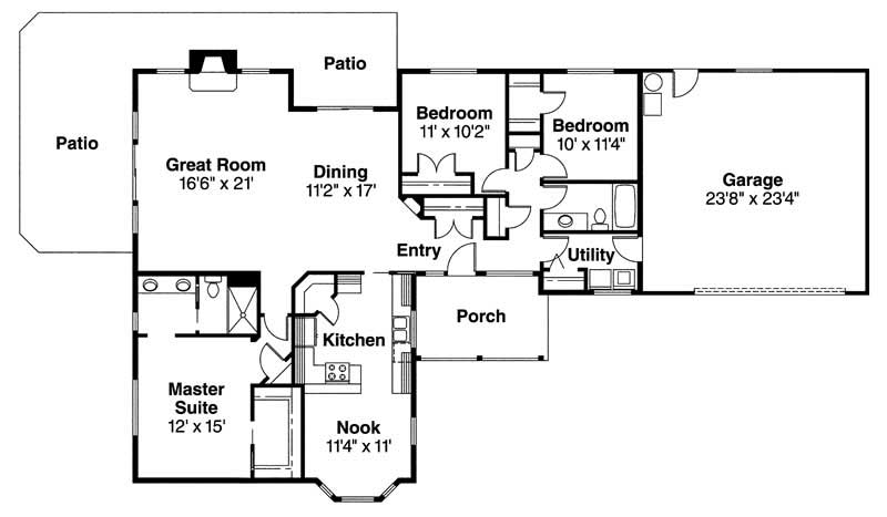 Floor Plan First Story of Country Plan #108-1607