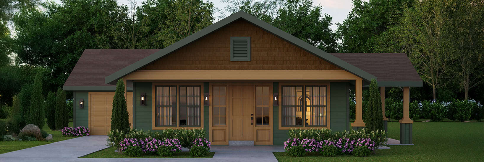 Front elevation of Craftsman home (ThePlanCollection: House Plan #108-1612)