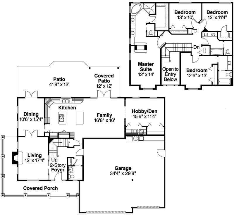 Floor Plan First Story of Country Plan #108-1617