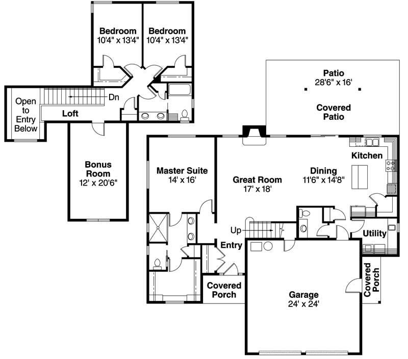 Floor Plan First Story of Contemporary Plan #108-1622