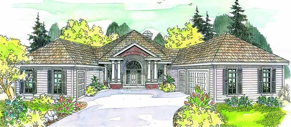 This image shows the Contemporary Ranch Style of this set of house plans.