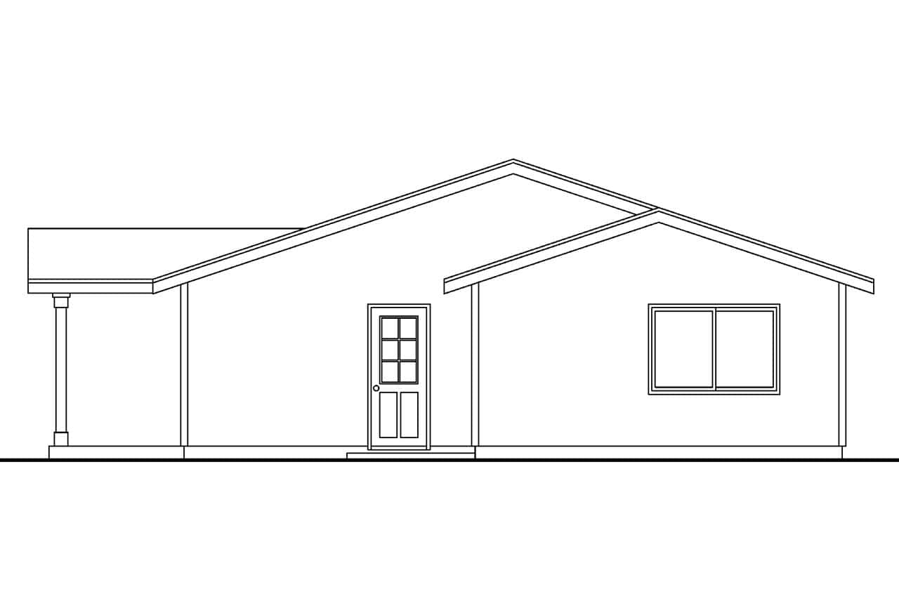 Home Plan Rear Elevation of this 3-Bedroom,1317 Sq Ft Plan -108-1628