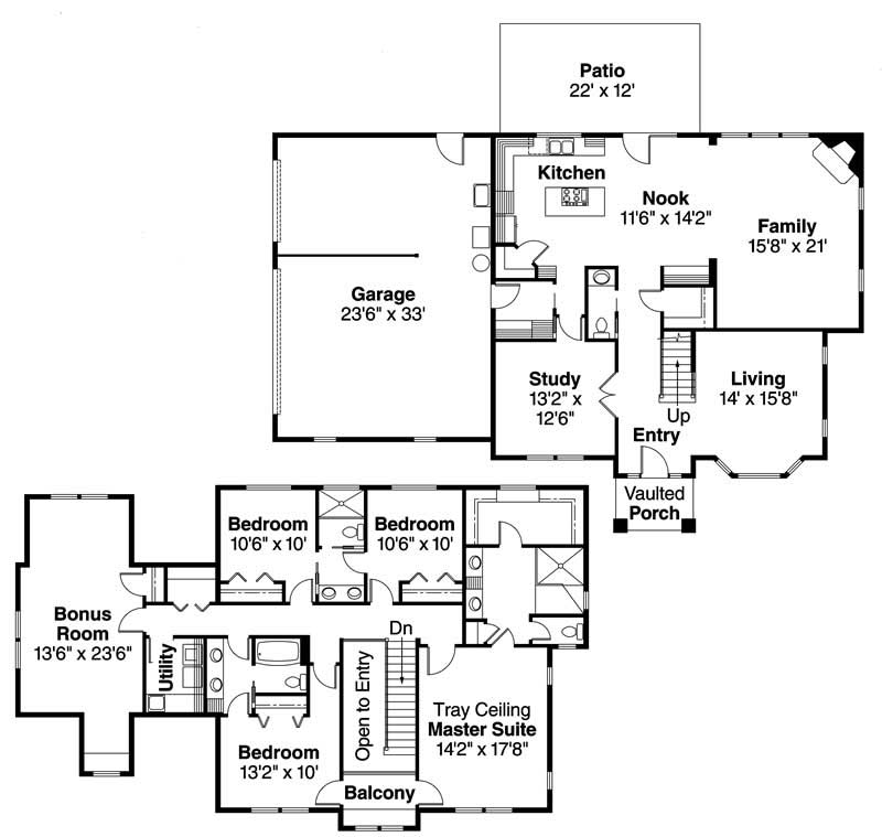 Floor Plan First Story of Contemporary Plan #108-1644