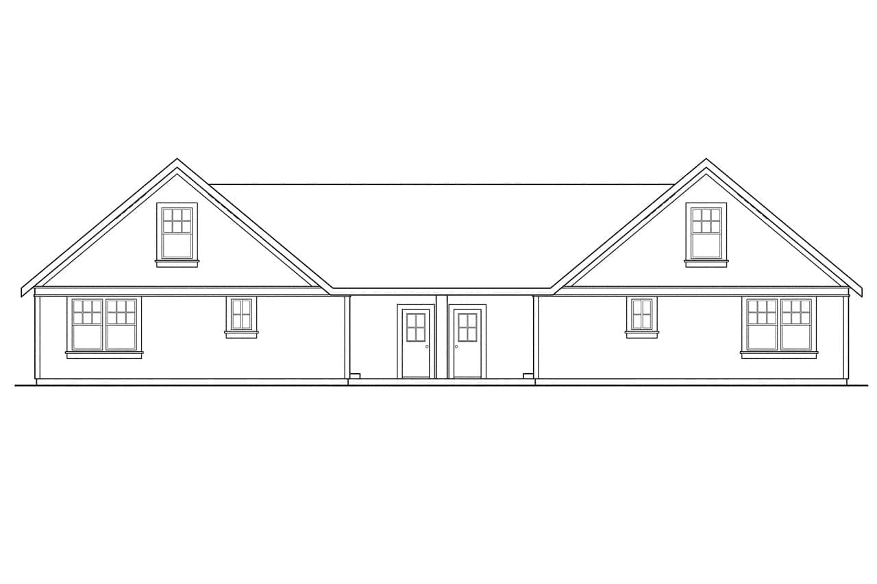 Home Plan Rear Elevation of this 3-Bedroom,1426 Sq Ft Plan -108-1669