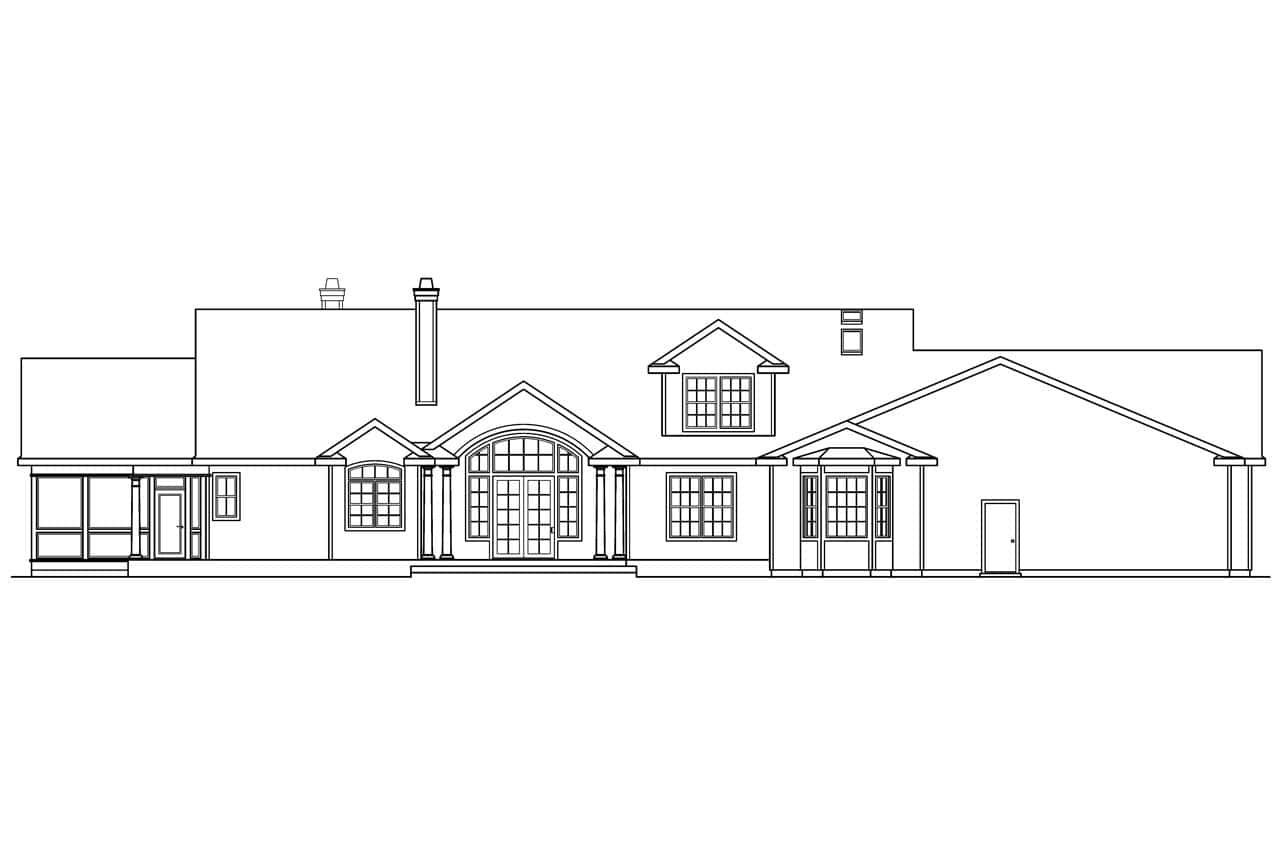 Home Plan Rear Elevation of this 4-Bedroom,3959 Sq Ft Plan -108-1673