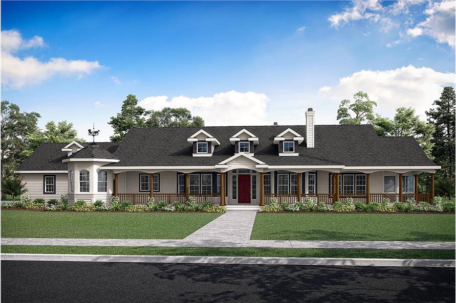 4-Bedroom, 3959 Sq Ft Country House Plan - 108-1673 - Front Exterior