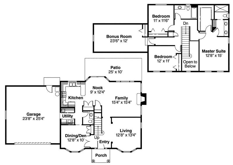 Floor Plan First Story of Colonial Plan #108-1677