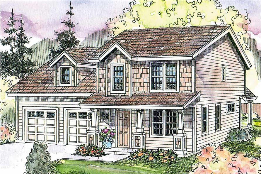 108-1681: Home Plan Rendering-Front View