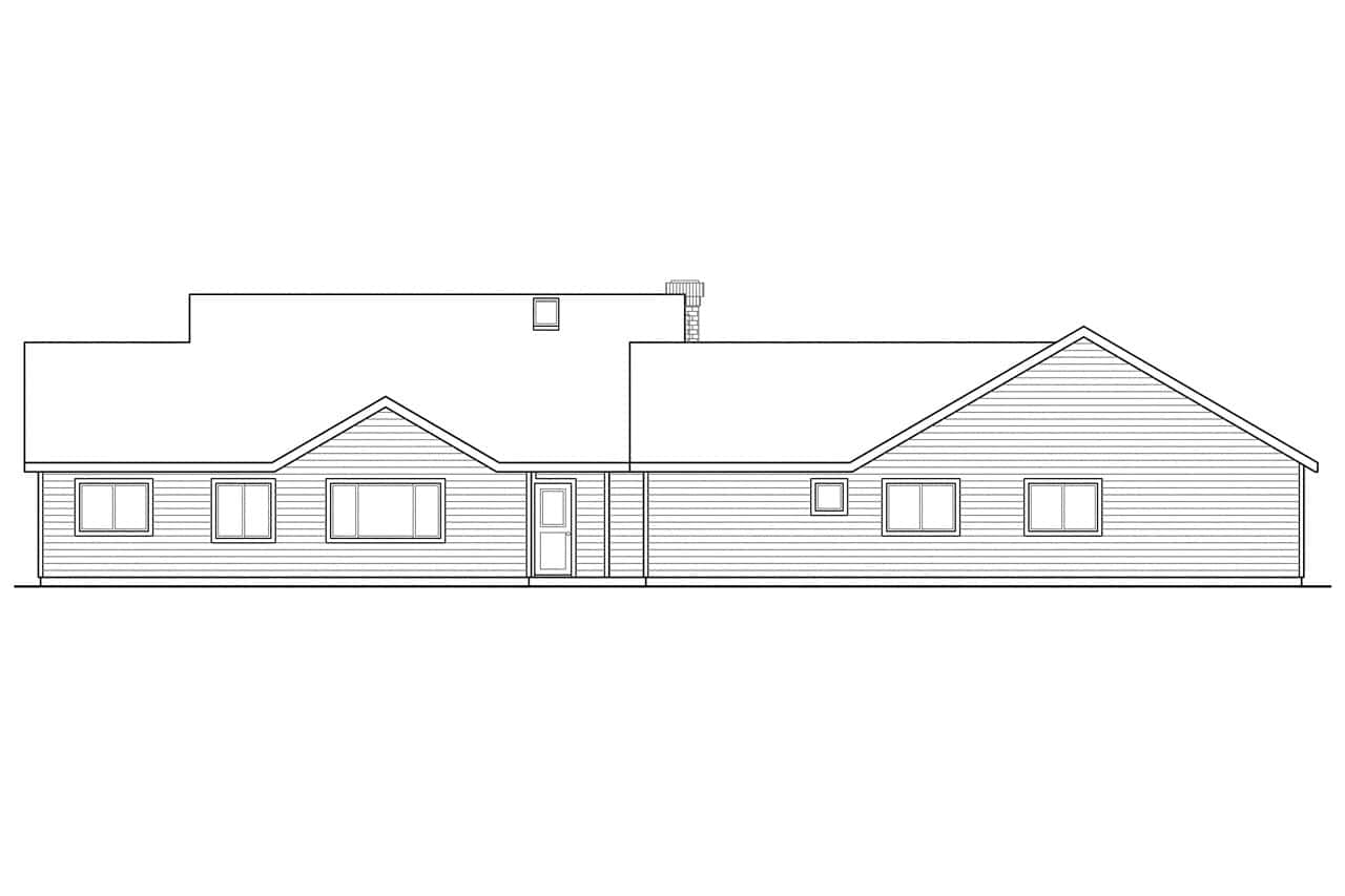 Home Plan Rear Elevation of this 5-Bedroom,2473 Sq Ft Plan -108-1692
