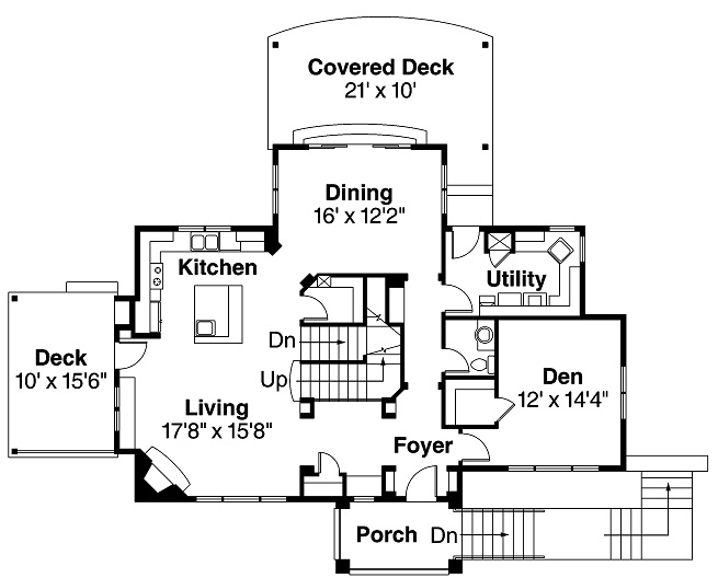 Floor Plan First Story of Southwest Plan #108-1698