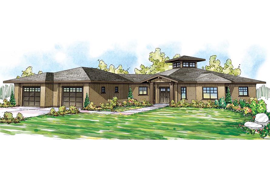 Front elevation of Mediterranean home (ThePlanCollection: House Plan #108-1704)