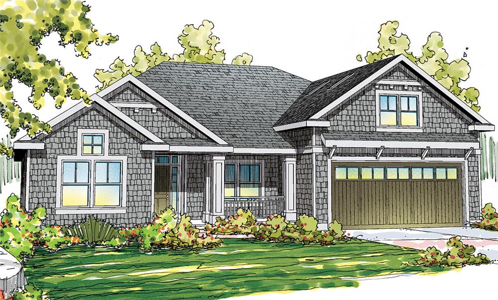 Front elevation of Shingle home (ThePlanCollection: House Plan #108-1715)