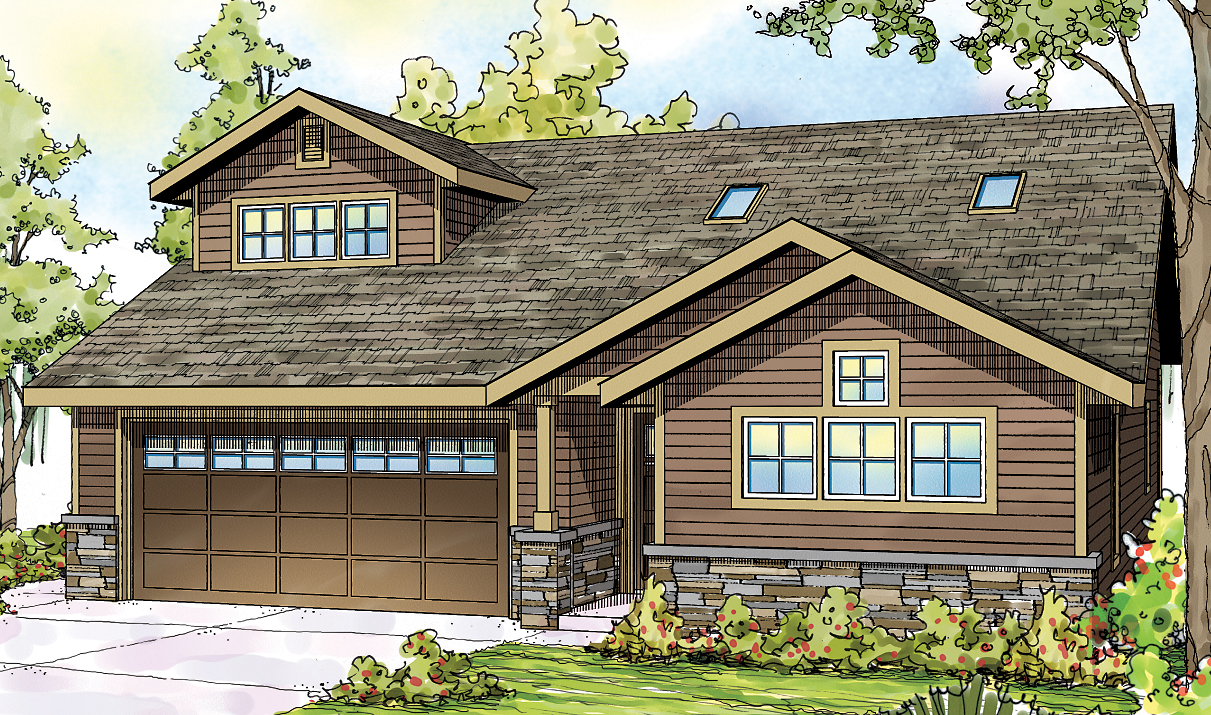 Front elevation of Ranch home (ThePlanCollection: House Plan #108-1716)