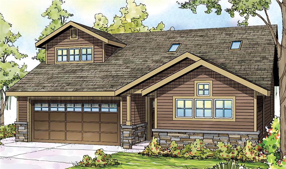 Front elevation of Ranch home (ThePlanCollection: House Plan #108-1716)