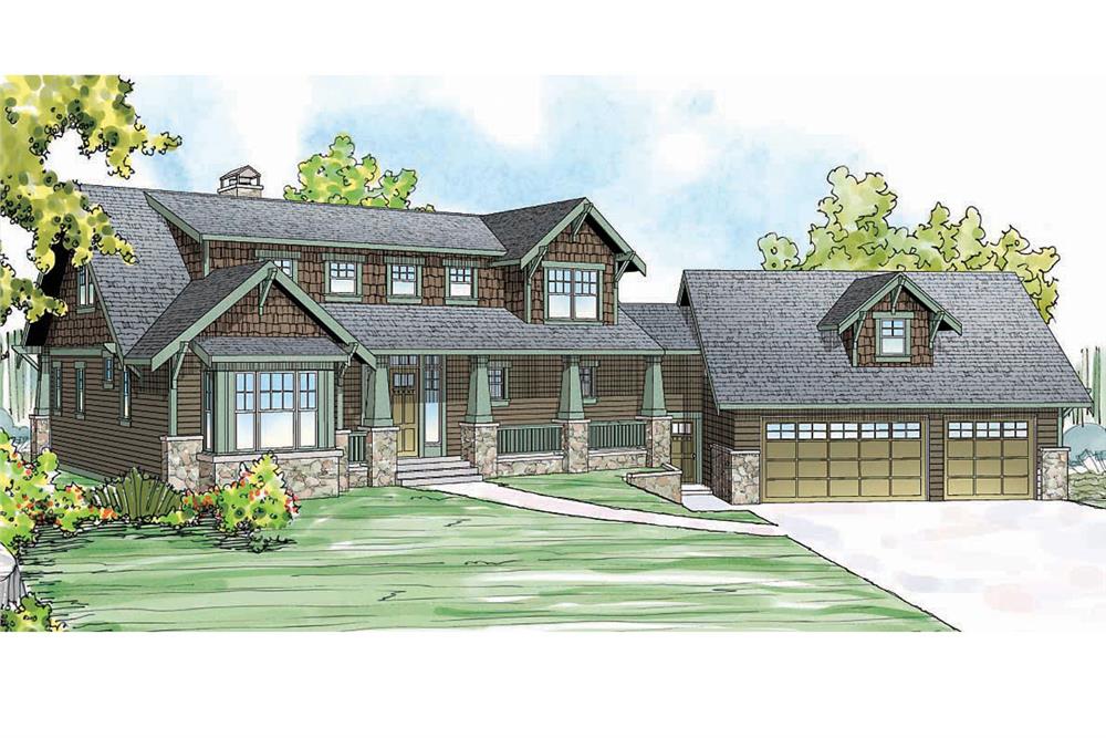 Front elevation of Craftsman home (ThePlanCollection: House Plan #108-1720)