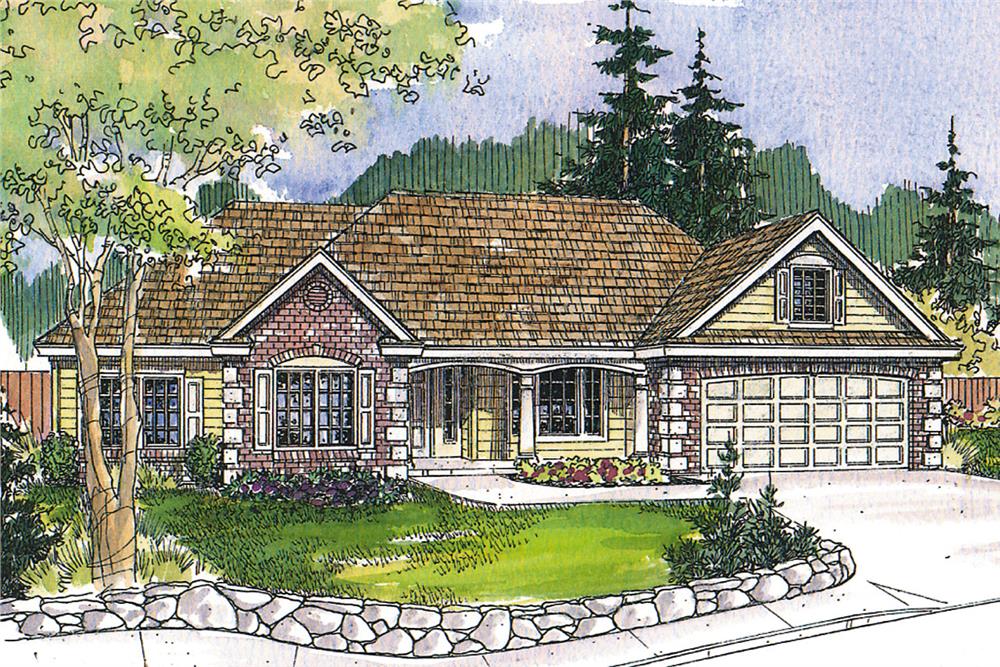 Front elevation of Ranch home (ThePlanCollection: House Plan #108-1740)