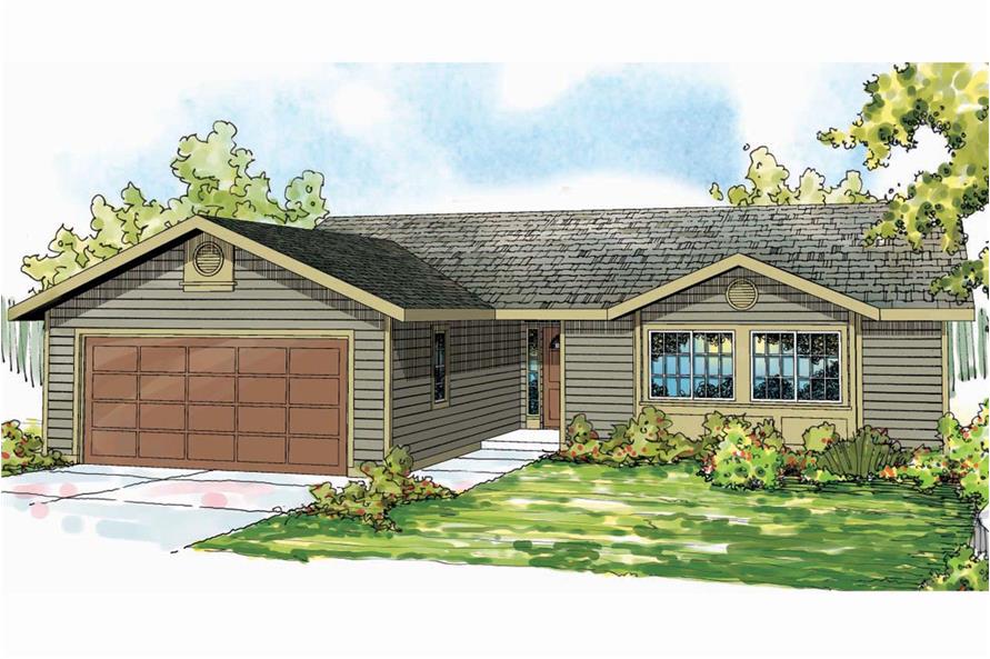 3-Bedroom, 1244 Sq Ft Ranch House Plan - 108-1741 - Front Exterior