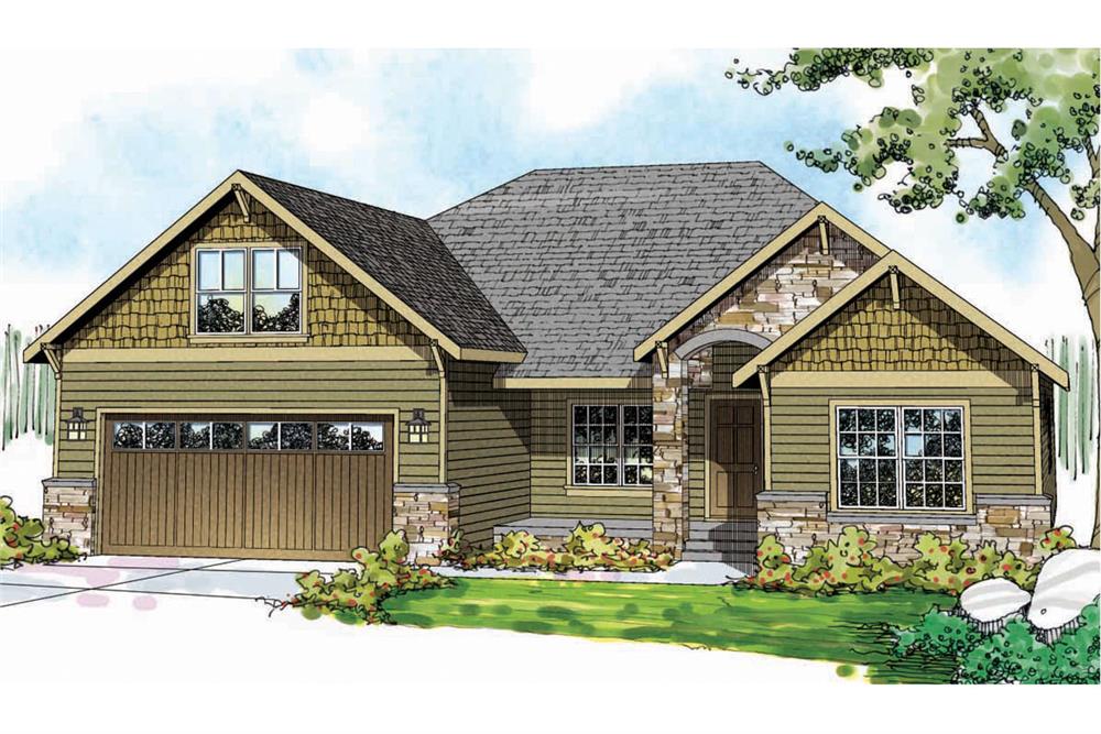 Front elevation of Craftsman home (ThePlanCollection: House Plan #108-1743)