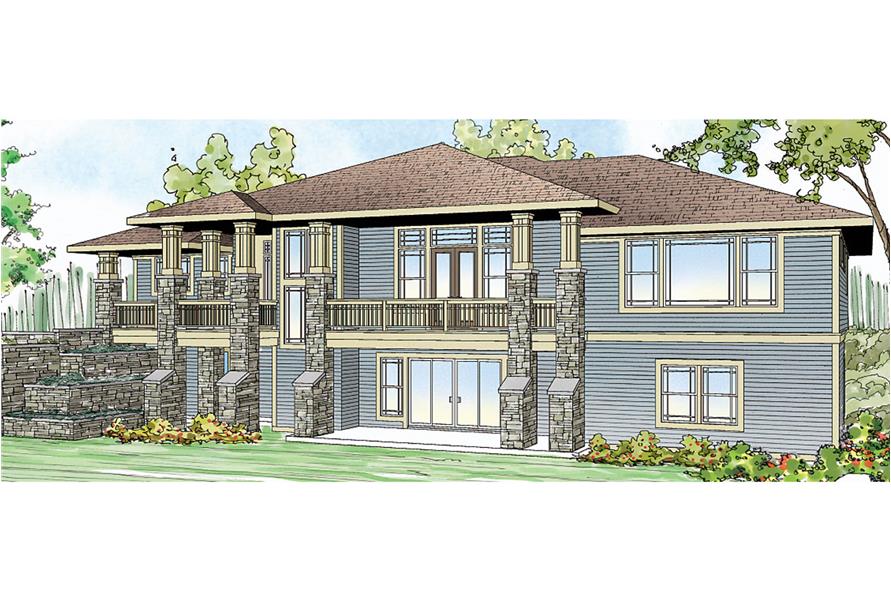 Front elevation of Prairie home (ThePlanCollection: House Plan #108-1744)