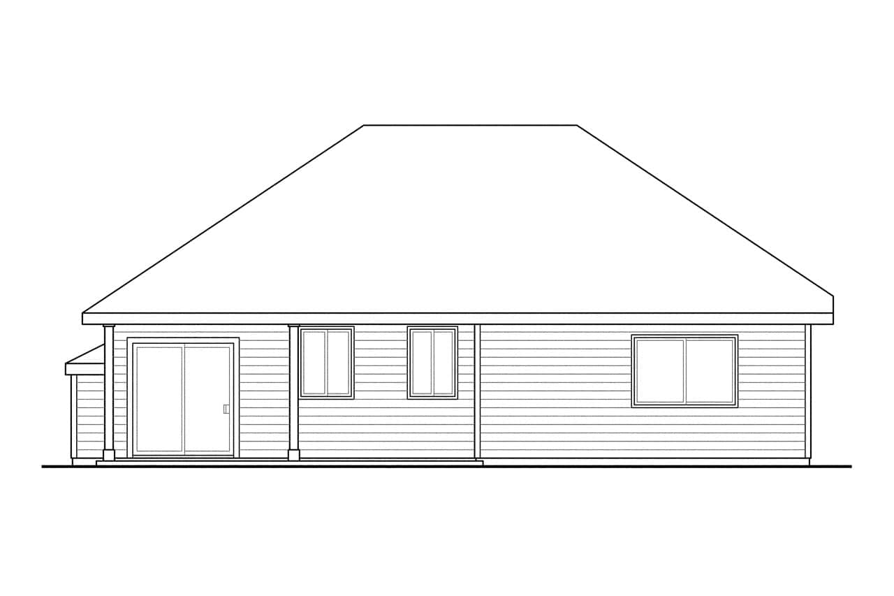 Home Plan Rear Elevation of this 3-Bedroom,1369 Sq Ft Plan -108-1750
