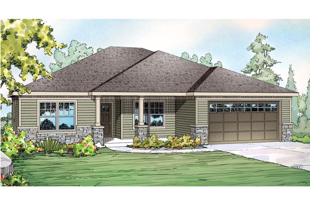 Front elevation of Ranch home (ThePlanCollection: House Plan #108-1754)