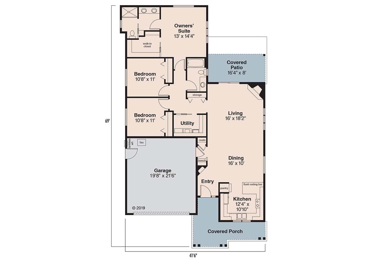 Floor Plan First Story of Cottage Plan #108-1757