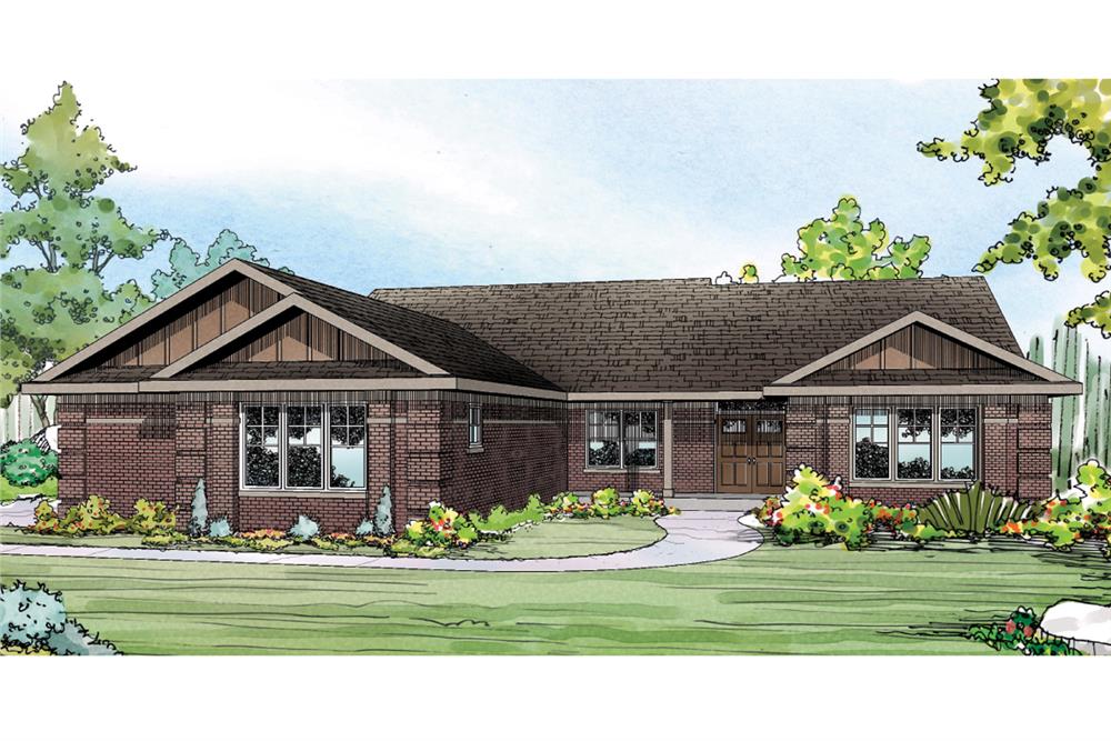 Front elevation of Ranch home (ThePlanCollection: House Plan #108-1760)