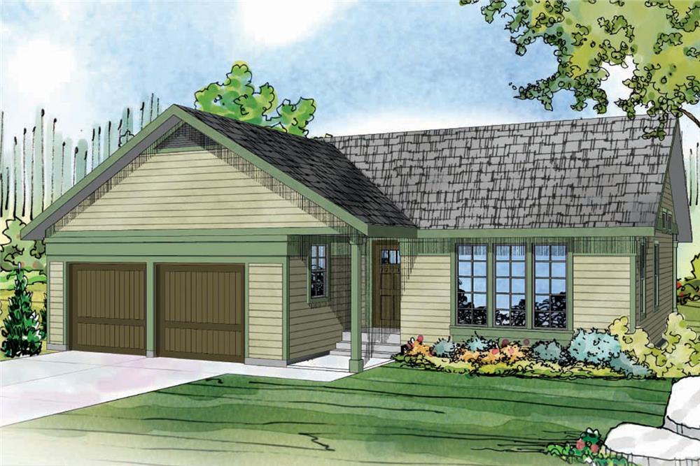 Front elevation of Ranch home (ThePlanCollection: House Plan #108-1761)