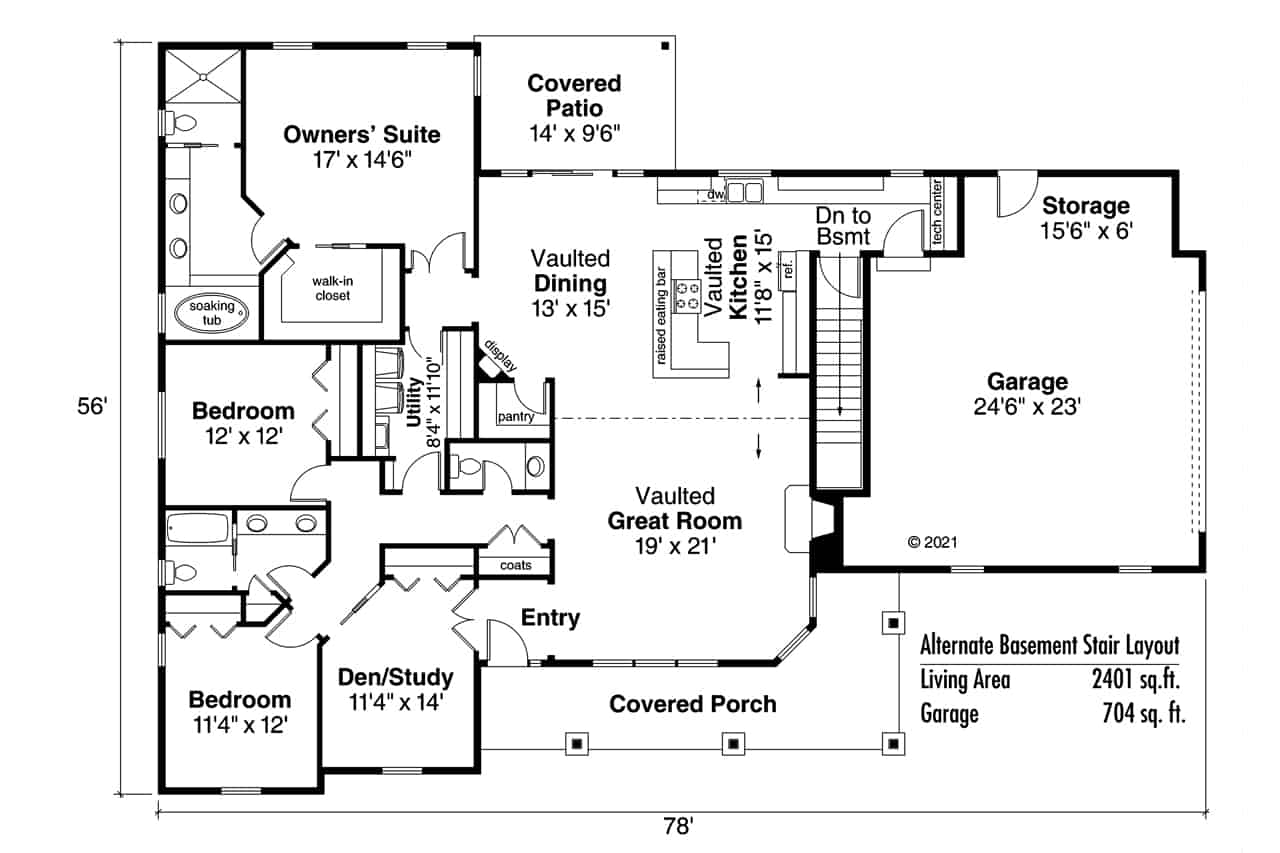 Main Level of Ranch Plan #108-1765