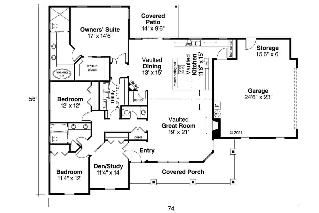 Main Level of Ranch Plan #108-1765
