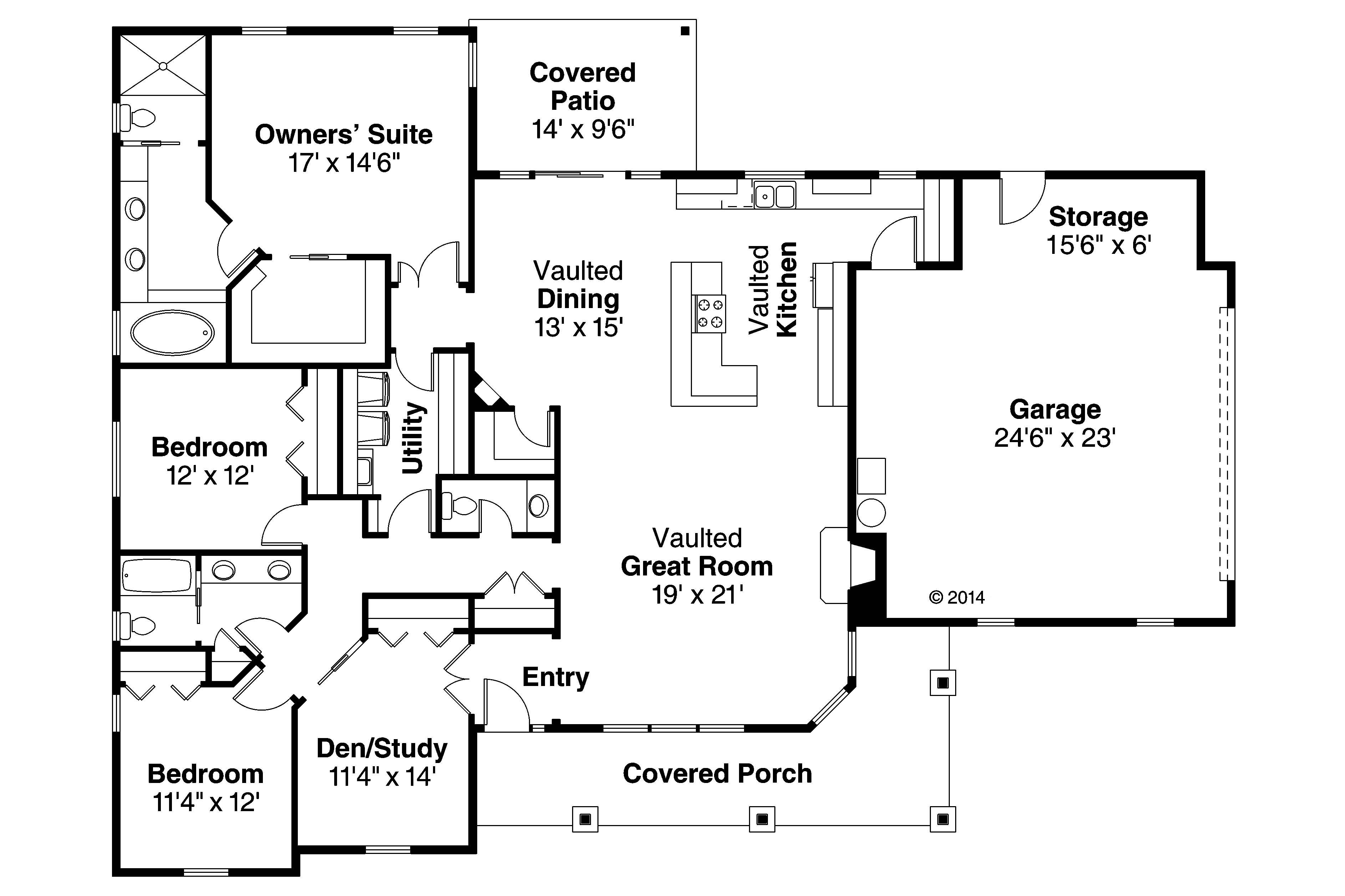 Ranch Home Plan  3 Bedrms 2 5  Baths 2305 Sq Ft 108 1765