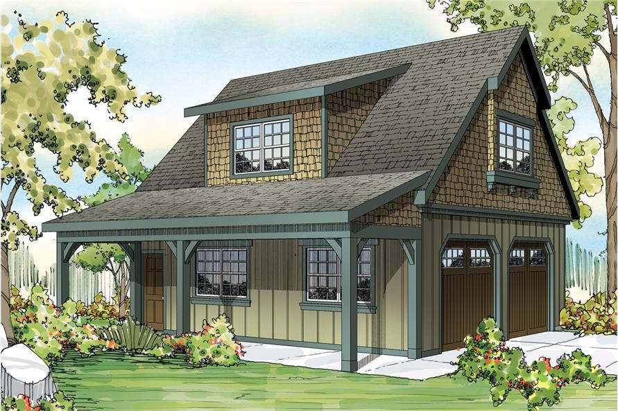  2  Car  Garage  Plan  with Apartment Craftsman 594 Sq Ft