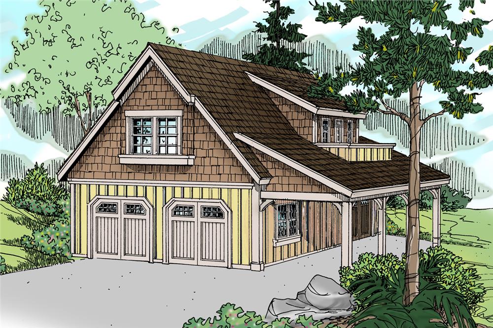 Front elevation of Craftsman home (ThePlanCollection: House Plan #108-1771)
