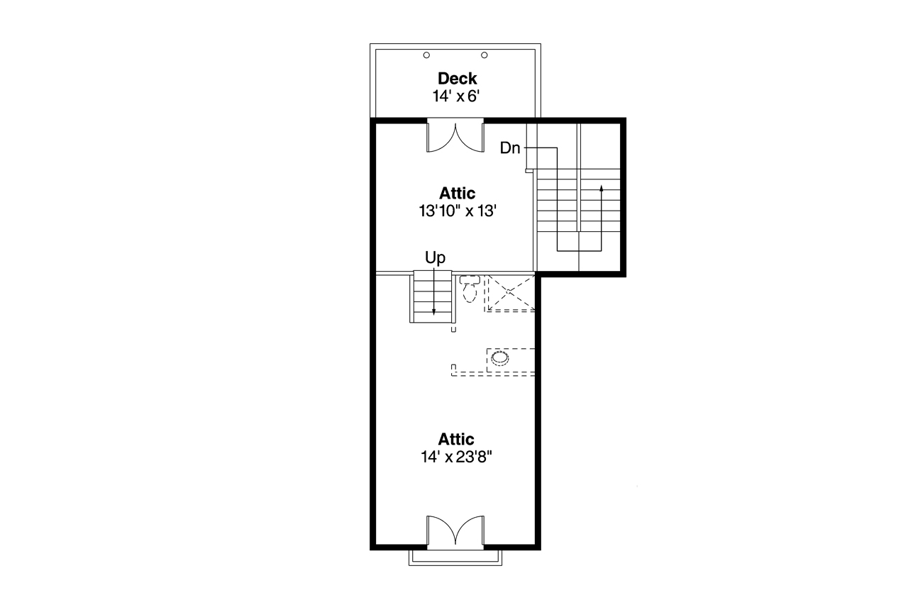 Floor Plan Second Story of European Plan #108-1780